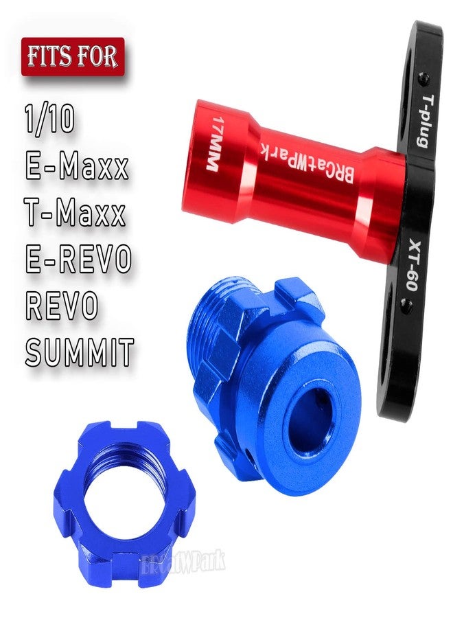 مجموعة ترقيات محرك محور العجلة BRCatWPark RC مقاس 17 مم سداسي، ممتدة 6 مم، لسيارات E-Maxx/T-Maxx/E-Revo/Revo/Summit بمقياس 1/10، تتضمن 4 قطع من محولات محور العجلة السداسية المصنوعة من الألومنيوم مع صواميل ومفتاح ربط، بديل للجزء رقم 6469 5854، لون أزرق داكن - Image 2